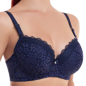 BINNYS bra bordir bunga wanita, BH Push-Up 38Dd ukuran besar Solid untuk perempuan