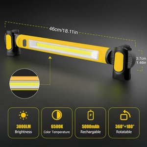 Lampe de travail LED super lumineuse, batterie rechargeable magnétique 5000mAh, barre lumineuse étanche pour la réparation automobile et l'éclairage extérieur - Product Image 4