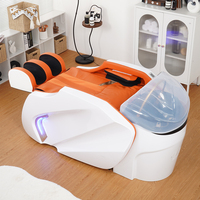 Lit de massage de luxe de type cabine avec oreiller cervical et commande tactile pour salon de beauté et spa capillaire