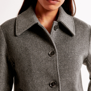 Manteau d'hiver chaud à revers vintage Manteau en laine personnalisé à simple boutonnage Veste décontractée pour femmes vêtements de rue - Product Image 6