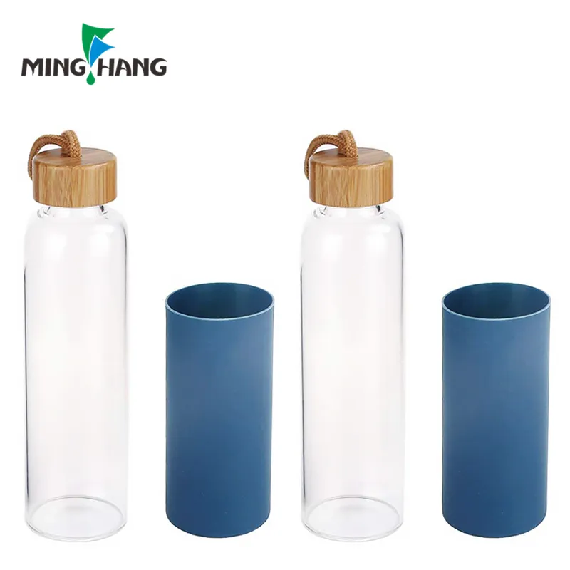Новый дизайн 550 мл боросиликатная Высококачественная 400 мл стеклянная бутылка для воды с бамбуковой крышкой чай infus
