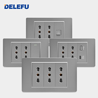 Prise murale standard italienne DELEFU grise type 118, 16A, compatible Tuya WiFi Smart Home, adaptée à une utilisation à la maison et à l'hôtel
