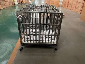 Jaula para perros de acero inoxidable de alta calidad con ruedas, conveniente casa móvil para mascotas a la venta - Product Image 6