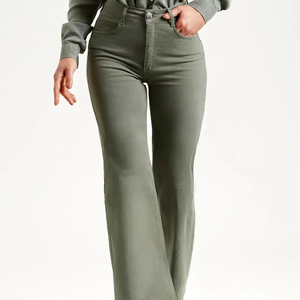 Novità Primavera 2025 Jeans da Donna <span class=keywords><strong>a</strong></span> <span class=keywords><strong>Zampa</strong></span> Micro con Bordo Sfilacciato, Vestibilità Aderente, Tinta Unita e alla Moda - Product Image 1