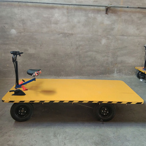 Electric Flatbed Cart 4000x2200 Mm Steel <b>Foldable</b> Industrial Yellow Powder Coated Platform <b>Trolley</b> With Four Wheel - Product Image 2