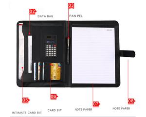 Jr 2022 Hot Bán A4 Màu Đen Bền PU Da Quà Tặng Doanh Nghiệp Thư Mục Chủ Bút Thẻ Tay Áo Tài Liệu Cuộc Họp Tổ Chức Danh Mục Đầu Tư - Product Image 2