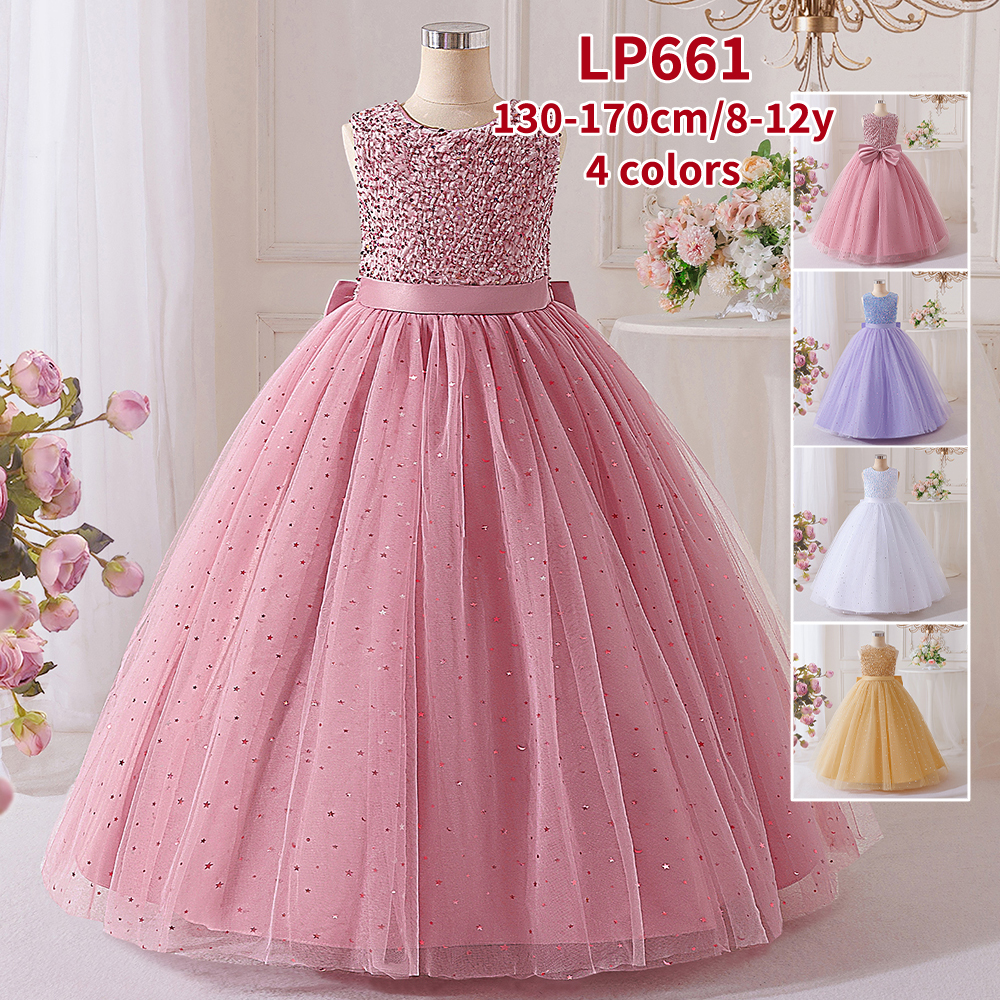 graduation dresses 12 year olds Girls Ball Gown Princess Dress Formal with Embroidered Solid Pattern Children's Clothing dress for old girls backless gown