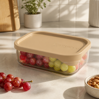 Moderne design draagbare lunchboxen, gezonde voedselglazen containers voor gebruik in de keuken, voor fruit, thee en bento boxen.