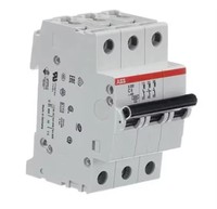Dispositif de protection de circuit ABB S203 C6 à trois bornes, type C, 6A, tolérance à court-circuit 6kA, 400VAC, avec lampe d'unité et protection de machine