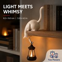 Lampe de chevet ludique en forme de chat blanc pour bord d'étagère, lanterne suspendue décorative pour bibliothèque, bureau et cadeau
