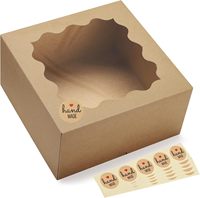 Boîtes à gâteaux auto-ouvrantes avec fenêtre, boîtes de boulangerie marron, faciles à assembler, boîte cadeau pour tartes, biscuits, pâtisseries, chocolats, fêtes, mariages