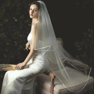 Velo de novia de muselina de estilo corto, cabeza envuelta, cubierta, <span class=keywords><strong>Mantilla</strong></span>, Iglesia, velo de oración católica - Product Image 2