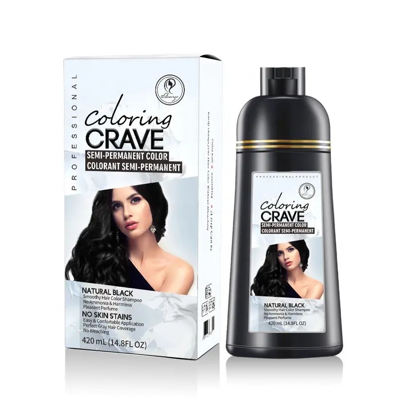 Plant fast black hair dye color shampoo best professional herbal organic brown hair coloring shampoo for gray hair in liquid