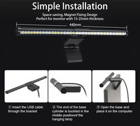 Lámpara de escritorio LED para ordenador portátil sin deslumbramiento, atenuación continua, barra de luz de Monitor RGB negra moderna, Control remoto para oficina de juegos