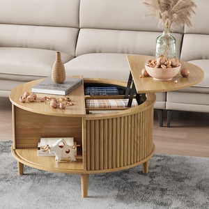 <span class=keywords><strong>Tavolino</strong></span> da Caffè Moderno in Stile Americano con Struttura in Legno e Piano Sollevabile, con Vano Portaoggetti, per Arredamento Soggiorno - Product Image 2