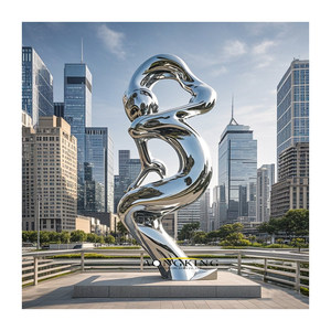 Grande sculpture d'escalier en spirale moderne en acier inoxydable, artisanat métallique abstrait, statue d'art en forme d'escalier tourbillon - Product Image 3