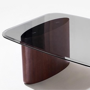 Tối giản kính cường lực Bàn cà phê kết hợp hiện đại đơn giản phòng khách nhà ánh sáng sang trọng hun khói Bàn cà phê gỗ - Product Image 5