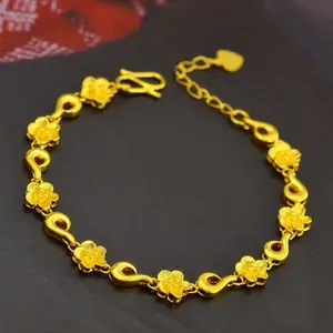 Gold Plated Bracelet Small Yellow Flower Drop Pendant Bracelet Exquisite Craftsmanship Gold Ladies Jewelry