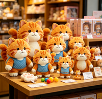 Peluche chat orange personnalisée, adorable personnage de dessin animé habillé, poupée en peluche pour cadeaux d'enfants, vente en gros