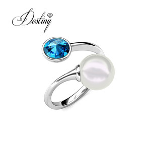 <span class=keywords><strong>Bague</strong></span> réglable en perles pour femmes minimalistes de haute qualité ornée de cristaux <span class=keywords><strong>Swarovski</strong></span> Daisini en argent sterling 925 bijoux - Product Image 2