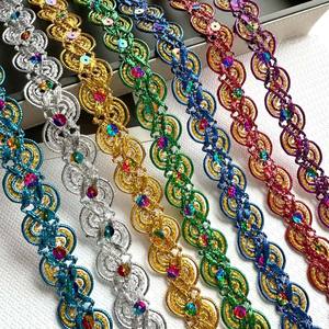 23มม. ผ้าโพลีเอสเตอร์ถักเปียลูกไม้ตัดเลื่อมหมวกผ้าม่าน DIY ริบบิ้นสีเงินสีทองเมทัลลิก tatting ลูกไม้ - Product Image 6