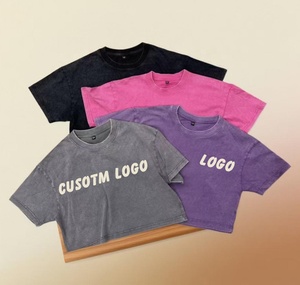 T-shirt da <span class=keywords><strong>Donna</strong></span> Retrò 230GSM in <span class=keywords><strong>Cotone</strong></span> 100% con Lavaggio Vintage, <span class=keywords><strong>Manica</strong></span> <span class=keywords><strong>Corta</strong></span>, Colore Grigio, Logo Personalizzato con Stampa in Rilievo - Product Image 1