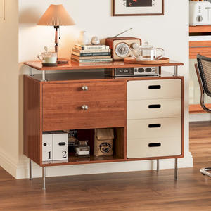 Aparador de Madera Maciza Estilo Vintage, Diseño Minimalista, Mueble de Salón para Té, Mueble de Almacenamiento Montado en la Pared, Estilo Instagram - Product Image 3