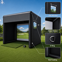 Tente de simulateur de golf gonflable personnalisée, portable, avec rembourrage mural et écran d'impact pour simulateur de golf, intérieur/extérieur