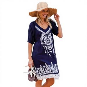 Tunique Courte Bohème Écologique Brodé de Dentelle Aari Florale pour Filles – Nouvelle Collection 2026 – Tendance et Élégante – Idéale pour la Plage - Product Image 1