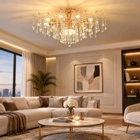Lustre en cristal doré de style classique français pour chambre d'hôtel intérieure