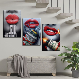 Regalo fantasía pintura al óleo Sexy labios lienzo arte pared decoración casa decoración impresión HD Wallpaper habitación decoración de la pared pegatinas - Product Image 1