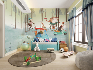 Papier peint mural imprimé en 3d pour décoration intérieure écologique pour <span class=keywords><strong>chambre</strong></span> d'enfant Papier peint mural pour paysage de <span class=keywords><strong>jungle</strong></span> animal végétal - Product Image 3