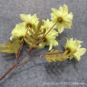 Fleurs artificielles Qiye, 6 têtes de dahlias en soie, branche unique, décoration de mariage, décoration de la maison, accessoires de photographie - Product Image 2