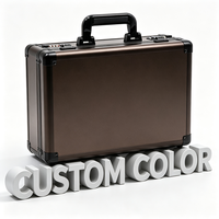 Valise en aluminium noir avec deux serrures à combinaison, mallette de transport rigide en aluminium avec séparateurs en mousse, boîte de rangement portable pour outils