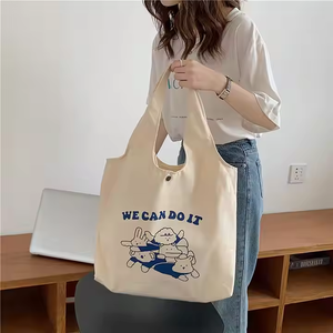 Nouvelle version coréenne une épaule toile sac femmes grande capacité aisselle sac Simple et belle bande dessinée sac à main en gros - Product Image 3