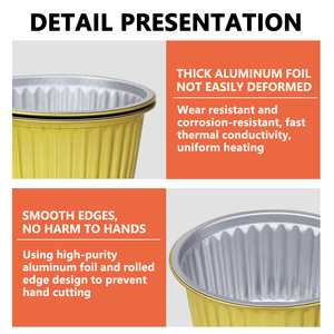 Récipient jetable de papier d'aluminium de couleur or essentiel extérieur étanche et résistant à la déchirure - Product Image 5