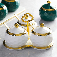 Ensemble de pots à épices en porcelaine nordique, pots à sel et à sucre pour la cuisine avec plateau, pots de rangement pour condiments en céramique de luxe