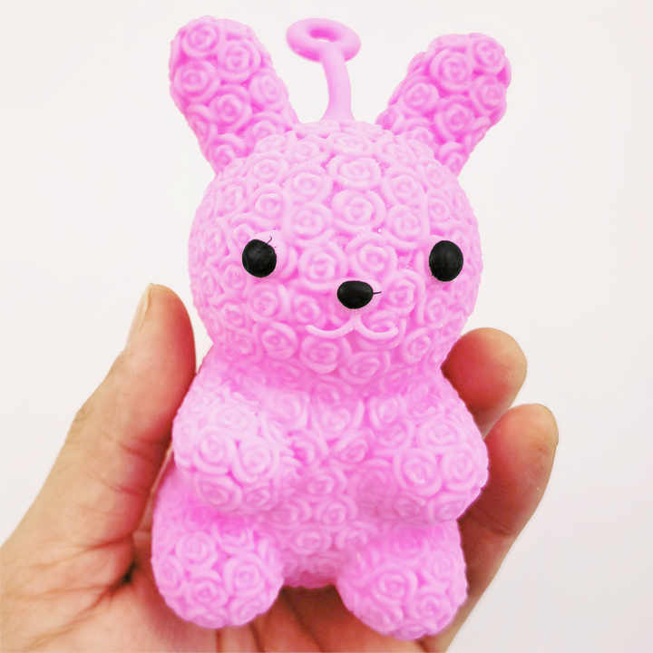 Custom Rose Rabbit Valentine Toy Soft Bunny Squishy Stress Toy for ...