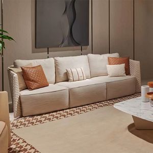 فيلا إيطالية بتصميم منزلي ، أريكة صالة جلدية فاخرة - Product Image 1