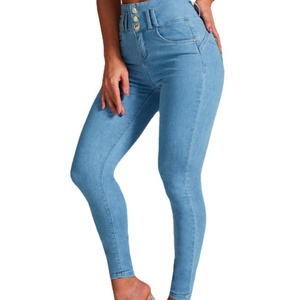 Traje de jeans de elevación de cadera de primavera y otoño cómodo con forma elástica ajustada de cintura alta para <span class=keywords><strong>mujer</strong></span> - Product Image 1