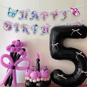 Décorations d'<span class=keywords><strong>anniversaire</strong></span> papillon violet papillon joyeux <span class=keywords><strong>anniversaire</strong></span> fête bannière pour papillon thème sexe révéler bébé douche déco - Product Image 3