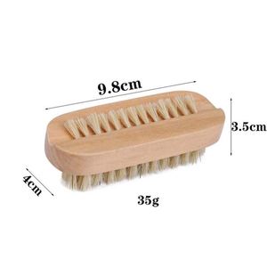 Custom LOGO Double Side Boar Brisltes Wooden Handle Nail <b>Scrub</b> Cleaning Dust <b>Brush</b> - Product Image 2