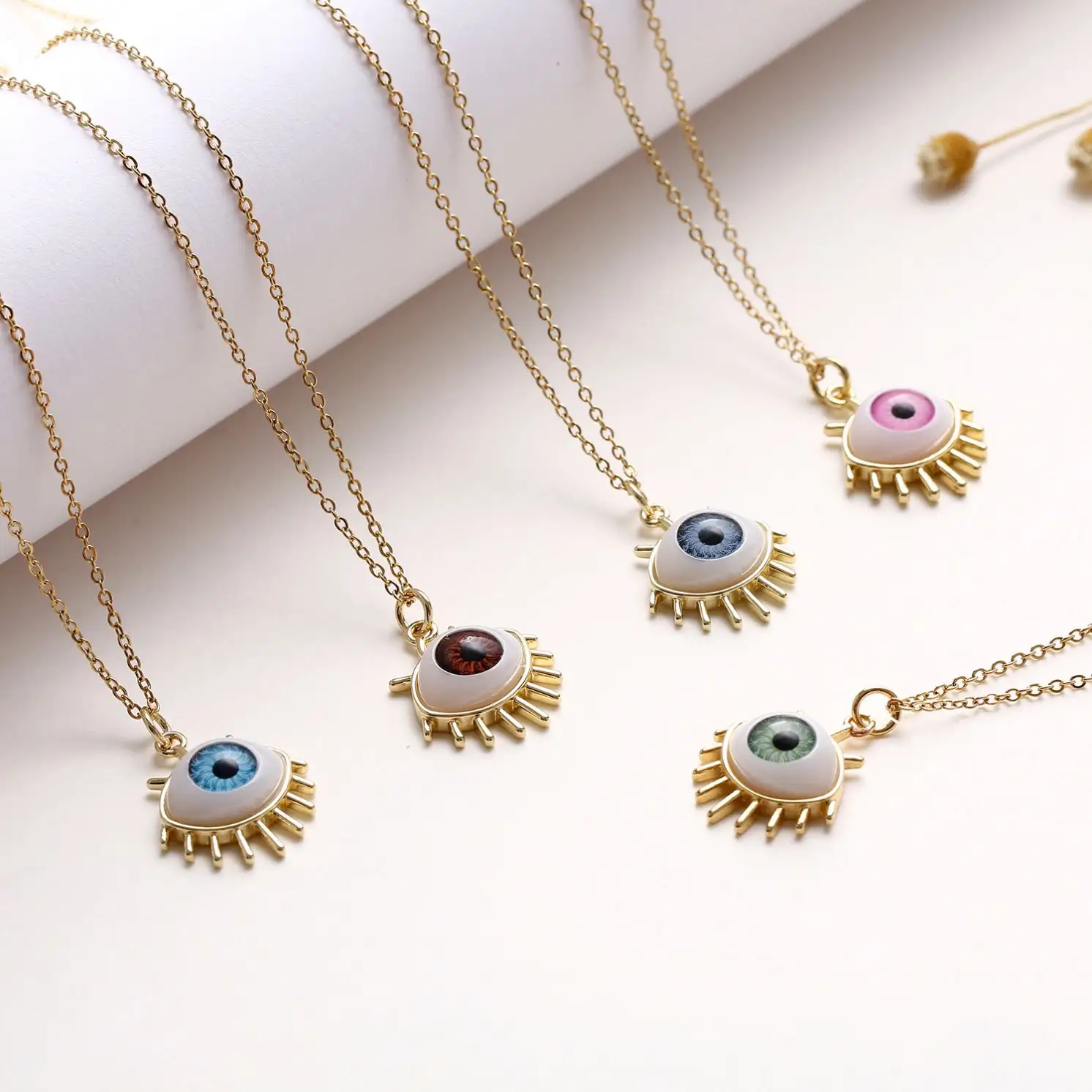 2022 Fashion Ladies Gold Variety Blue Eye Necklace Stainless Steel Mysterious Element Demon Eye Necklace Gift Wholesale
