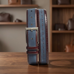 Ceinture en cuir de vachette faite à la main BS INTERNATIONAL NA241 avec boucle carrée en acier, vintage, imperméable, accessoires pour hommes, respectueux de l'environnement - Product Image 1