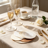 Lot de sous-verres ronds personnalisés en papier avec impression dorée, pour la maison, le bar, la cuisine, l'hôtel