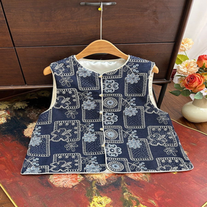 <span class=keywords><strong>Denim</strong></span> Bottom Cuerda Bordado Lentejuelas Bordado Retro Abrigo Ropa para niños Telas bordadas - Product Image 5