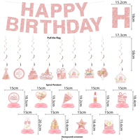 Meilleures ventes - Ensemble de décoration d'anniversaire en or rose scintillant - Fournitures pour fête d'anniversaire pour filles et femmes - Célébration