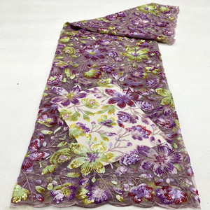 Planta flor patrón Multicolor lentejuelas bordado vestido de <span class=keywords><strong>mujer</strong></span> Cheongsam <span class=keywords><strong>chaleco</strong></span> moda tela lentejuelas Material - Product Image 2
