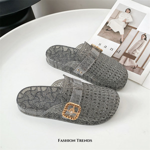 2026 Women's Summer Flat Cover Head Transparent PVC <b>Shoes</b> Sandals Woven Slip on Slipper Outdoor Flats <b>Beach</b> Sandals <b>Shoes</b> Slides - Product Image 2
