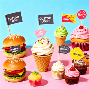 Custom High Quality <b>Printed</b> Logo <b>Mini</b> Wood Toothpick Paper National Flag for Party Food - Product Image 1